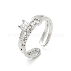 Квадратные прозрачные кольца-манжеты из кубического циркония RJEW-G337-37P