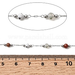 Бусины из драгоценных камней ручной работы и круглые звенья цепей из нержавеющей стали 316&nbsp;CHS-L033-07P-01