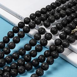 Круглые бусины из натурального камня лавы G-M169-10mm-03