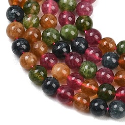 Бусины из натурального зеленого нефрита с имитацией турмалина&nbsp;G-B046-08D-4mm