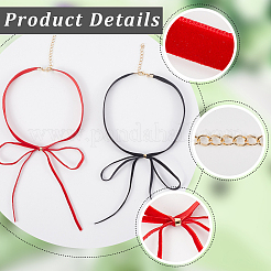 2 шт. 2-х цветные бархатные колье-чокеры с бантом для женщин NJEW-CY0001-01