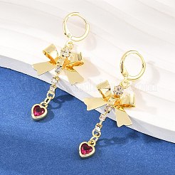 Серьги-гвоздики из латуни с микропаве из кубического циркония&nbsp;EJEW-H182-02G