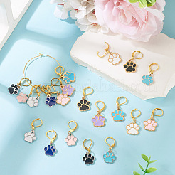 20 шт. 10-цветные эмалевые подвески с принтом лапы HJEW-TAC0097