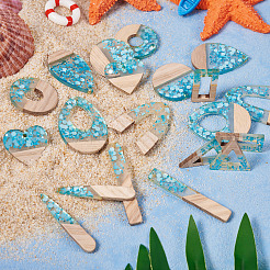 20шт 10 стиля подвески из прозрачной смолы и белого дерева&nbsp;RESI-TA0002-86