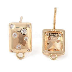 Фурнитура для серег-гвоздиков из латуни с паве из прозрачного кубического циркония&nbsp;LS-KK-N256-02G-C