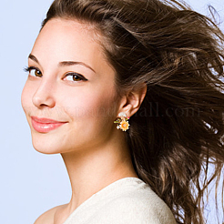 3 пара двухцветных серег-гвоздиков в виде цветка с грибом и хрустальными стразами&nbsp;EJEW-AN0003-07