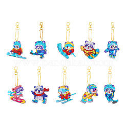 2 ensembles 2 kits de porte-clés panda sportifs de peinture de diamant de style diy&nbsp;DIY-TA0003-80