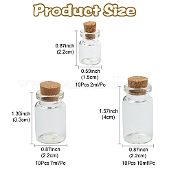 30 шт. 3 стиля мини симпатичные маленькие стеклянные банки стеклянные бутылки AJEW-YW0001-45