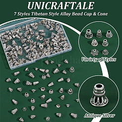 210 шт. 7 стиля тибетского стиля сплава бусина колпачок и конус&nbsp;FIND-UN0015-64
