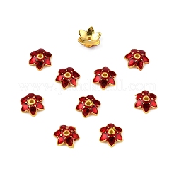 マルチペタル合金エナメルビーズキャップ  花  レッド  10x9x2.5mm  穴：1.4mm&nbsp;ENAM-WH0063-03D