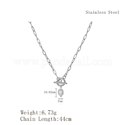 Минималистичные ожерелья из нержавеющей стали с подвеской в виде рисовой скрепки и имитацией жемчуга для повседневной женской одежды OX8079-1