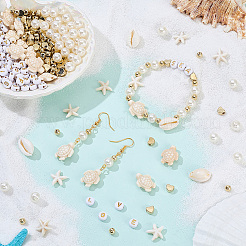 DIYジュエリー作りパーツキット  宝石ビーズ40個を含む  シェルリンク10個  アクリルビーズ100個とCCBプラスチックビーズ[1]個  真鍮スペーサービーズ250個とアクリルビーズ200個  ミックスカラー  17x14x6mm  穴：1mm&nbsp;DIY-SC0032-59