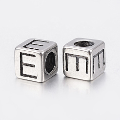 Perline europee con lettera a foro grande in acciaio inossidabile 304&nbsp;X-STAS-H428-01AS-E