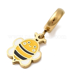 Европейские подвески-шармы из нержавеющей стали 304 с желтой эмалью&nbsp;STAS-D153-12G