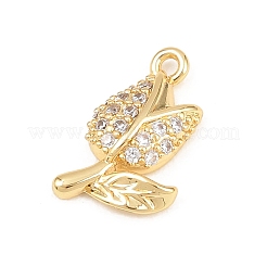 Pendentifs en laiton micro pavé de zircone cubique transparent pour la saint-valentin&nbsp;KK-D225-12G