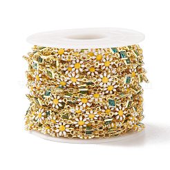 Эмалированные цепи с квадратными звеньями в виде цветов и стекла CHC-P009-36G