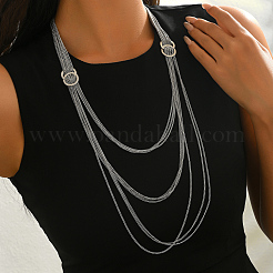 Длинные колье из металлизированной многослойной цепочки с кисточками и двойной застежкой.&nbsp;IV6162-2