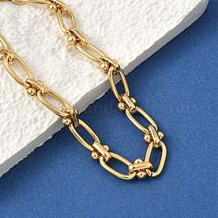 Ионное покрытие (ip) 304 нержавеющая сталь текстурированные овальные звенья цепи браслеты для женщин BJEW-B092-08G-01