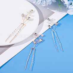 3 шт. 3-х цветные латунные заколки для волос со стразами&nbsp;MRMJ-LP0001-06