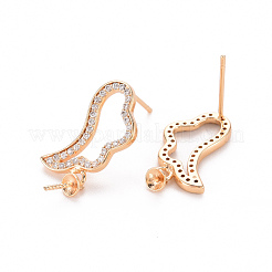 Серьги из латуни с микропейвом и прозрачным фианитом KK-T062-233G-NF