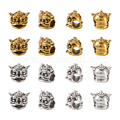 20 шт. 2 цвета бусины из европейского сплава в тибетском стиле&nbsp;TIBEB-TA0001-24