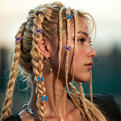15 pieza de 3 estilos de pinzas decorativas para el cabello trenzado de aleación con estampado de mariposas&nbsp;OHAR-BM0001-04