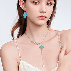 240шт 4 стиля синтетические бирюзовые бусины TURQ-AR0001-42