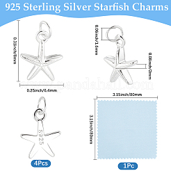 4 Stück Ozean 925 Sterling Silber Seestern-Anhänger&nbsp;STER-BBC0009-90