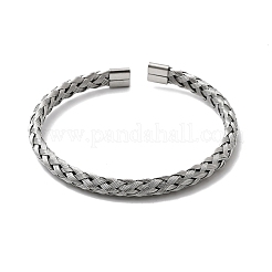Плетеные браслеты-манжеты из нержавеющей стали 304 для женщин&nbsp;BJEW-A067-07P