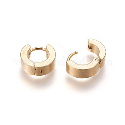 304ステンレススチール製ハギーフープピアス  厚手フープピアス  リング形状  ゴールドカラー  10x11.5x3mm  ピン：1mm&nbsp;X-EJEW-O087-09E