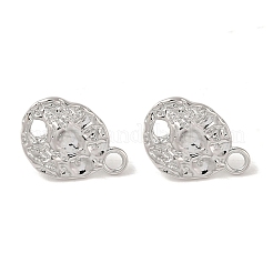 真鍮スタッドイヤリング金具  カドミウムフリー＆ニッケルフリー＆鉛フリー  オーバル  プラチナ  20x14mm  穴：3mm  ピン：11x0.7mm&nbsp;KK-K371-09P
