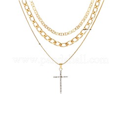 Сплав хрустальный кристалл горный хрусталь крест кулон 3-слойные ожерелья для женщин FS-WG64AC3-01