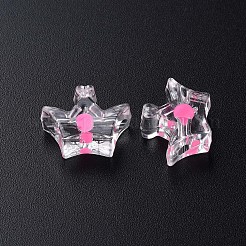 透明なアクリルビーズ  二層ビーズ  クラウン  ショッキングピンク  14x17.5x7mm  穴：2mm  約581個/500g&nbsp;LS-MACR-S373-105-B04