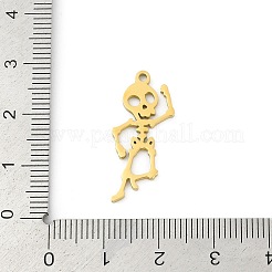 304ステンレスペンダント  スケルトンチャーム  レーザー切断  ゴールドカラー  26.5x11.5x1.5mm  穴：1.5mm&nbsp;STAS-U041-02A-G