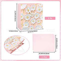 1 шт. бумажные подарочные пакеты для хранения с цветочным принтом и веревочной ручкой&nbsp;ABAG-SP0001-09B