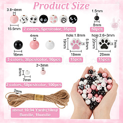 305 шт. 15 вида деревянных бусин с отпечатком собачьей лапы WOOD-OC0002-99