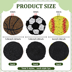 3 pieza de accesorios de adorno de tela de fieltro con temática deportiva de 3 estilos&nbsp;DIY-PH0038-34