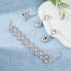 Серьги-гвоздики в форме капли со стразами SJEW-FI0001-19