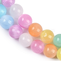 Brins de perles de sélénite naturelle couleur macaron&nbsp;X-G-F780-A01-01