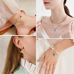 20 шт. латунный микропаве кубический цирконий со стеклянными подвесками&nbsp;KK-YW0002-94