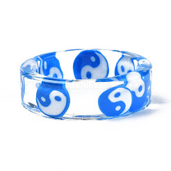 Прозрачное полимерное кольцо на палец Инь Ян для женщин RJEW-T022-032