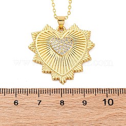 Латунные микропаве прозрачные кубические цирконии ожерелья с подвеской в виде сердца для женщин&nbsp;LS-NJEW-S438-07C-G