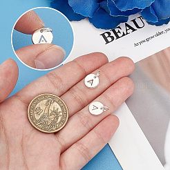 2 шт. 925 плоских круглых полых подвески из стерлингового серебра с соединительными кольцами&nbsp;STER-PH0002-83A