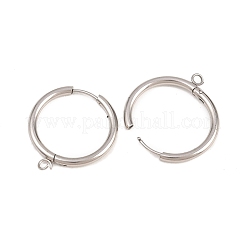316ステンレススチール製ハギーフープピアス金具  カン付き  長持ちメッキ  ステンレス鋼色  25.5x2.5mm  穴：2.5mm  ピン：1mm&nbsp;EJEW-B158-01G-P