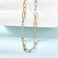 Colliers à chaîne trombone texturée en acier inoxydable 304 bicolore de 4 mm pour homme et femme&nbsp;SA-CBAB767-12GP