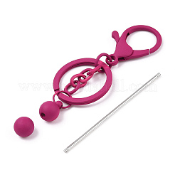 Окрашенный распылением брелок из сплава с бусинами для изготовления ювелирных изделий своими руками KEYC-A011-02J