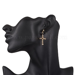 3 пара двухцветных серег-гвоздиков с крестообразным креплением из латуни&nbsp;EJEW-JE06479