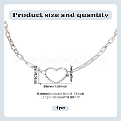 1 шт. ожерелье с подвеской в виде полого сердца из цинкового сплава&nbsp;NJEW-LP0009-46P