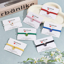 7шт. набор из 7-х цветных браслетов с подвесками в виде бабочки из сплава и акрила BJEW-AN0001-79