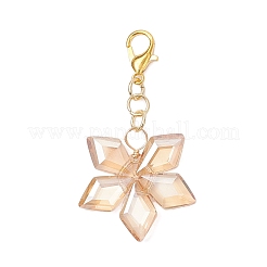 6 шт. 3-цветные подвесные украшения из гальванизированного стекла в форме ромба&nbsp;HJEW-JM04233-01